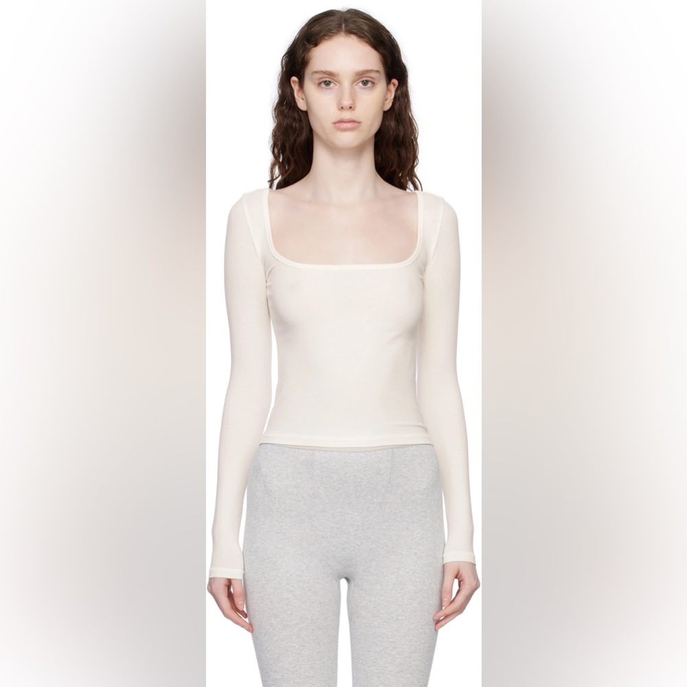 SKIMS white scoop neck long sleeve